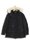 Rebecca Minkoff Faux Fur Trim Puffer Jacket In Black