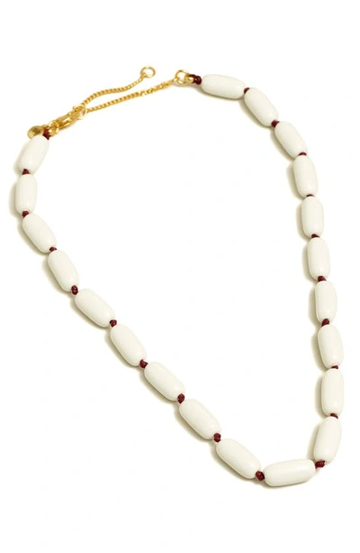Madewell Enamel Tube Bead Necklace In Antique Cream