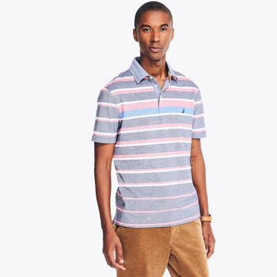 Nautica Mens Classic Fit Striped Oxford Polo In Multi