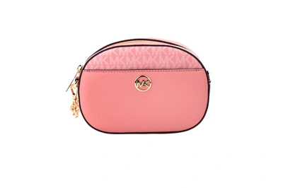 Michael Kors Jet Set Glam Tea Rose Leather Oval Crossbody Handbag Women's Purse In Multi