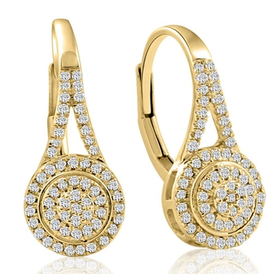Pompeii3 3/8ct Halo Diamond Hoops With Lever Backs In White Or Yellow Gold 18mm Tall In Silver