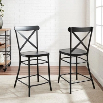 Crosley Camille 2 Piece Metal Counter Stool Set