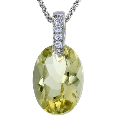 Vir Jewels 5 Cttw Pendant Necklace, Lemon Quartz Pendant Necklace For Women In .925 Sterling Silver With 18 Inc In Green