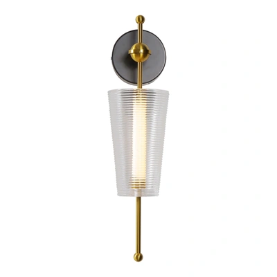 Vonn Lighting Toscana Vaw1101ab 5" Integrated Led Wall Sconce Lighting Fixture With Glass Shade In Antique Brass