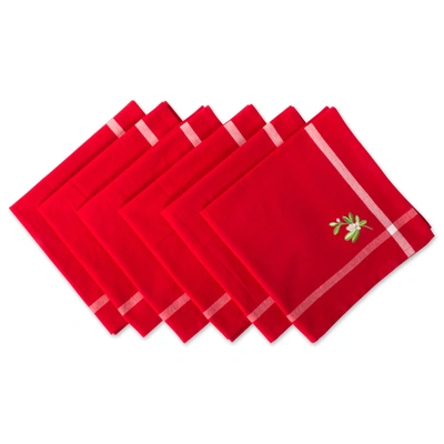 Dii Christmas Embroidered Mistletoe Napkin (set Of 6)