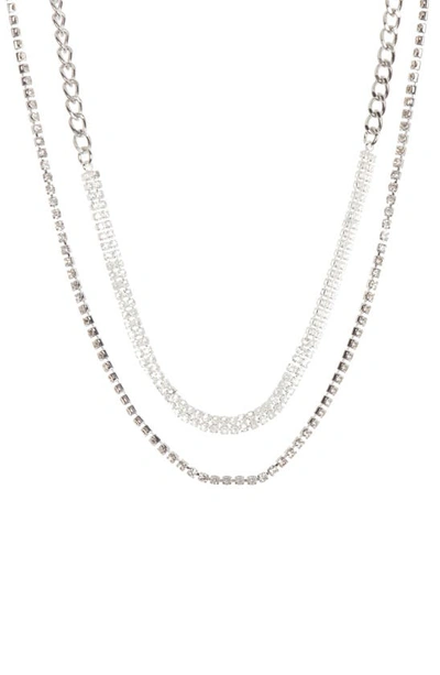 Cara Crystal Layered Choker Necklace In Silver