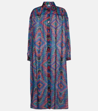 Eres Dj Printed Cotton Voile Shirt Dress In Multicoloured
