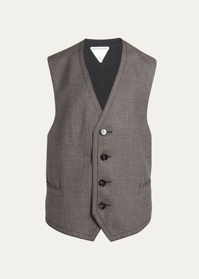 Bottega Veneta Classic Wool Houndstooth Vest In Brown_blue_yellow