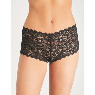 Hanro Womens Black Moments Stretch-lace Maxi Briefs