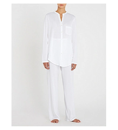 Hanro Deluxe Cotton-jersey Pyjama Set In White