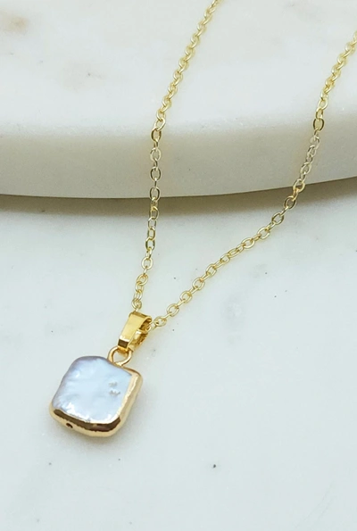 A Blonde And Her Bag Square Freshwater Pearl Pendant Necklace In Multi
