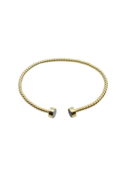 A Blonde And Her Bag Twist Bangle Cuff With Grey Druzy