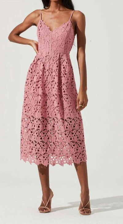 Astr Lace A Line Midi Dress In Pink Mauve In Multi