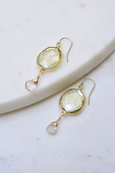 A Blonde And Her Bag Victoria Ojai Earring In Golden Rutilated Quartz