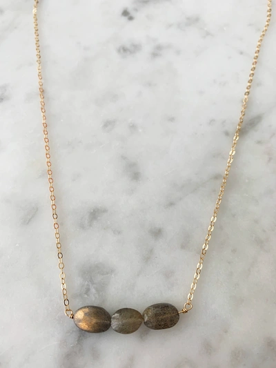 A Blonde And Her Bag Oval Stone Labradorite Bar Necklace In Green