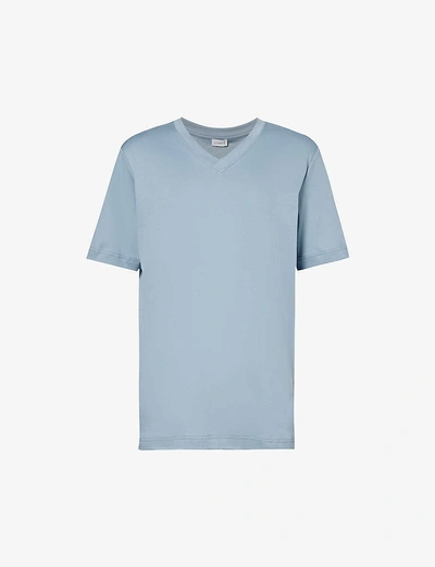 Zimmerli Mens North Lake 553 V-neck Regular-fit Cotton T-shirt In Blue