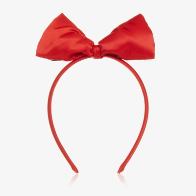 Mini Rodini Kids' Girls Red Satin Bow Hairband