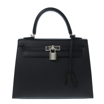 Hermes Hermès Kelly 25 Black Leather Handbag ()