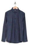 Soul Of London Pin Dot Stretch Button-up Shirt In Navy