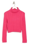 Abound Cable Knit Crop Turtleneck Sweater In Pink Beetroot