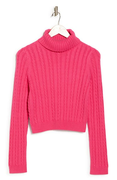 Abound Cable Knit Crop Turtleneck Sweater In Pink Beetroot