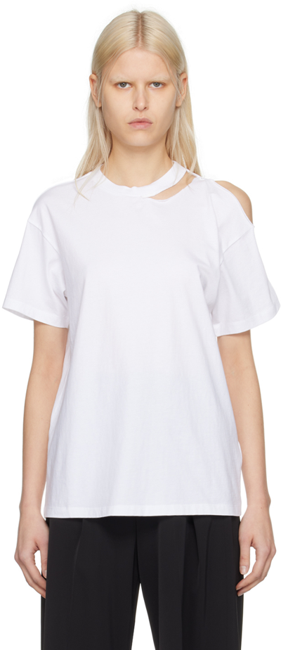 Mm6 Maison Margiela Cut-outs Cotton T-shirt In White