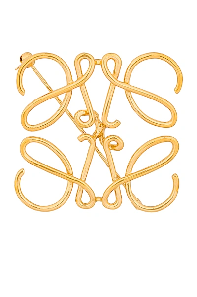 Loewe Anagram Logo Pin Brooch In Gold