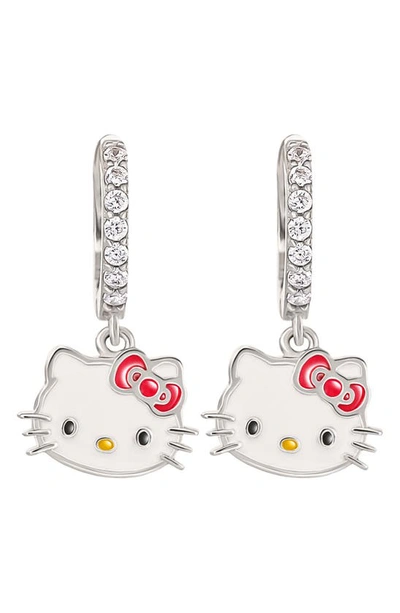 Hello Kitty ® Sterling Silver Cz Huggie &  Dangle Earrings