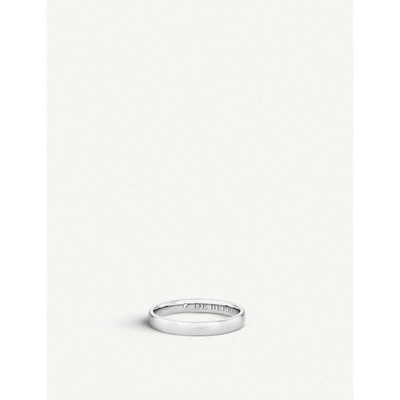 De Beers Wide Court Platinum And Diamond Wedding Band In Silver