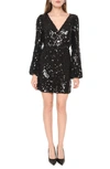 Wayf Carrie Long Sleeve Sequin Minidress In Black Sequin