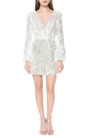 Wayf Carrie Long Sleeve Sequin Minidress In Silver Sequin