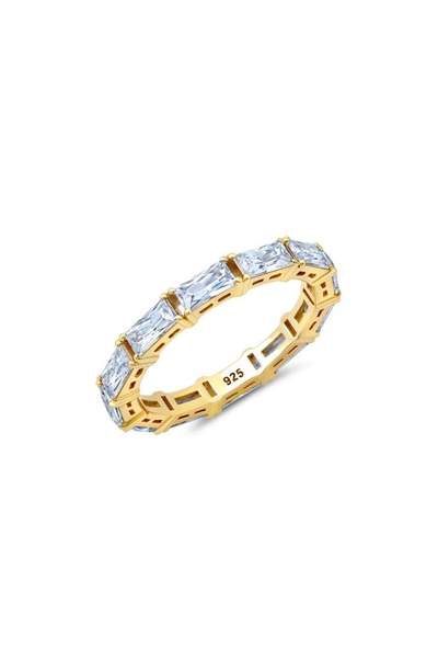 Crislu Baguette Cut Cubic Zirconia Eternity Ring In Metallic