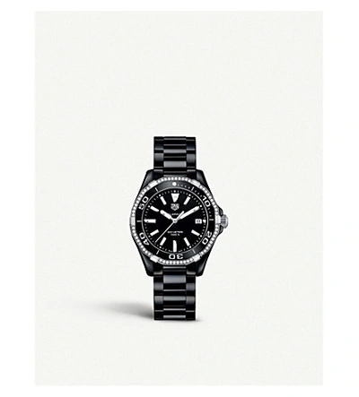 Tag Heuer Way1395.bh0716 Aquaracer Diamond And Ceramic Watch In Black