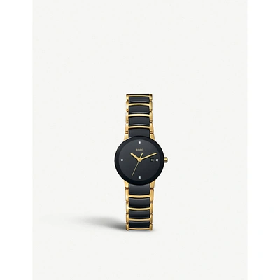 Rado Womens Gold/black R30930712 Centrix Gold And Black Ceramic Watch