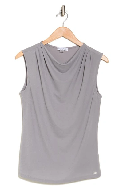 Calvin Klein Cowl Neck Sleeveless Top In Tin