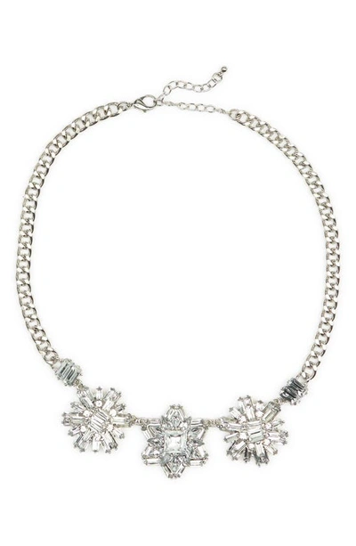 Cara Crystal Snowflake Statement Necklace In Silver