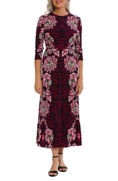London Times Printed Jersey Maxi Dress In Pink