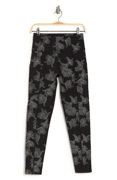 Apana Floral Pocket Ankle Leggings In Holiday Blossom Reflective