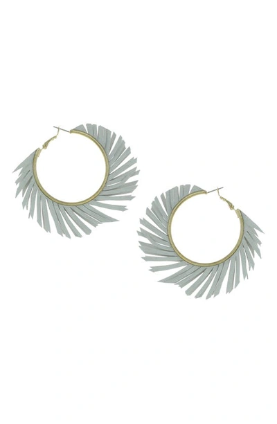 Olivia Welles Fringe Hoop Earrings In Gray