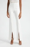 Alice And Olivia Emiko Split Cuff High Waist Flare Pants In Off White