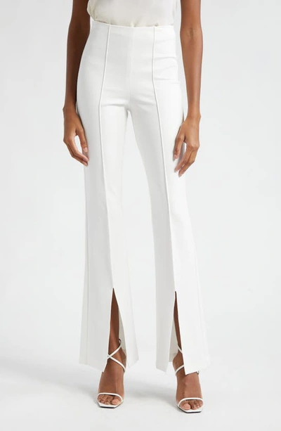 Alice And Olivia Emiko Split Cuff High Waist Flare Pants In Off White