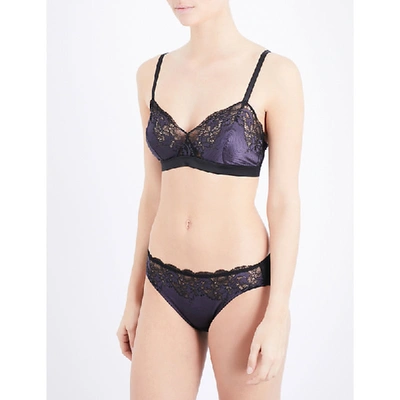Wacoal Black And Graphite Grey Embroiderd Lace Soft-cup Bra, Size: 30c/d
