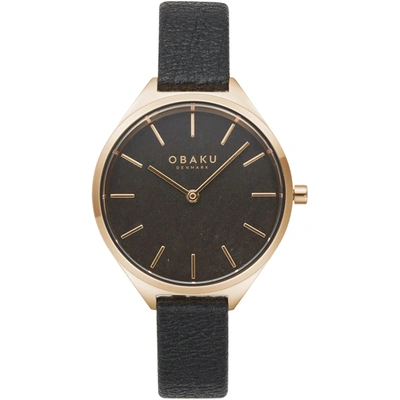 Obaku Women's Kaffe Black Dial Watch In Black / Brown / Gold Tone