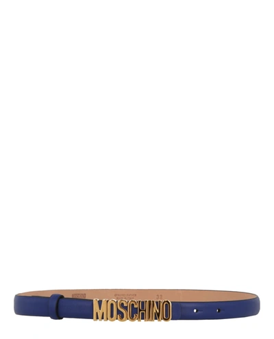 Moschino Logo Leather Belt In Gold