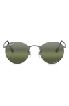 Ray Ban 50mm Round Polarized Sunglasses In Gunmetal
