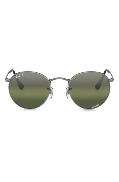 Ray Ban 50mm Round Polarized Sunglasses In Gunmetal