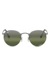 Ray Ban 53mm Round Polarized Sunglasses In Gunmetal