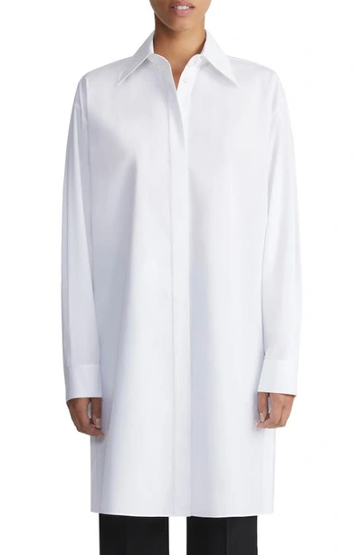 Lafayette 148 Side Button Organic Cotton Poplin Tunic In White