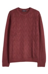 Bugatchi Cable Stitch Merino Wool Sweater In Burgundy