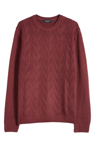 Bugatchi Cable Stitch Merino Wool Sweater In Burgundy